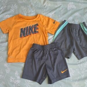 Nike Toddler Orange Tee and Gray Shorts Set